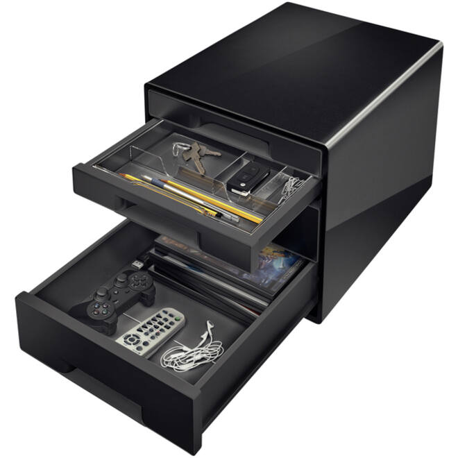 Ladenblok Leitz Wow Cube A4 maxi 4 laden zwart