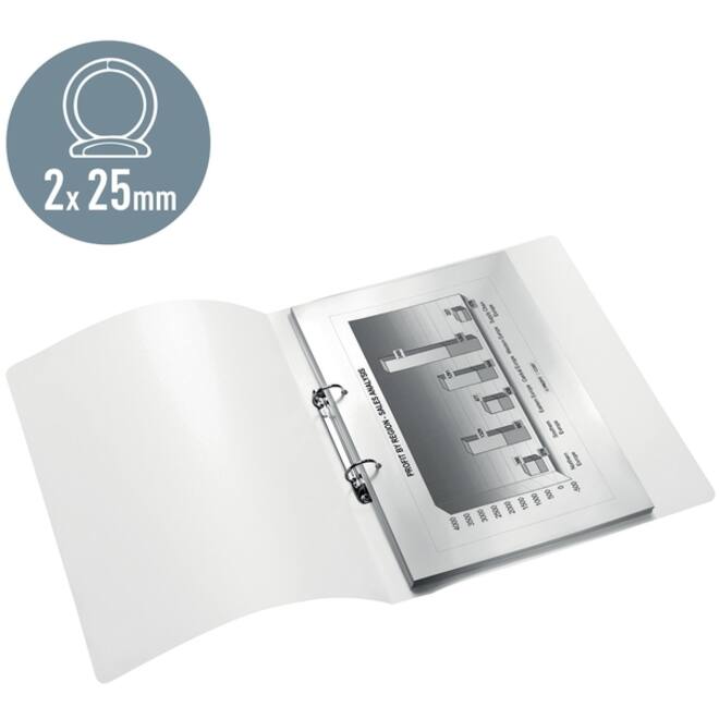Ringband Leitz WOW A4 2-rings O-mechaniek 32mm PP wit