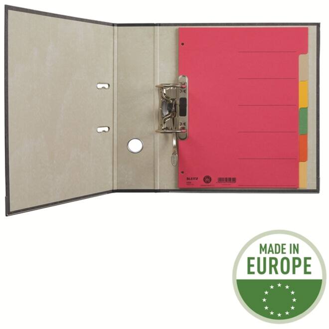 Tabbladen Leitz 4-gaats 4350 6-delig grijs karton