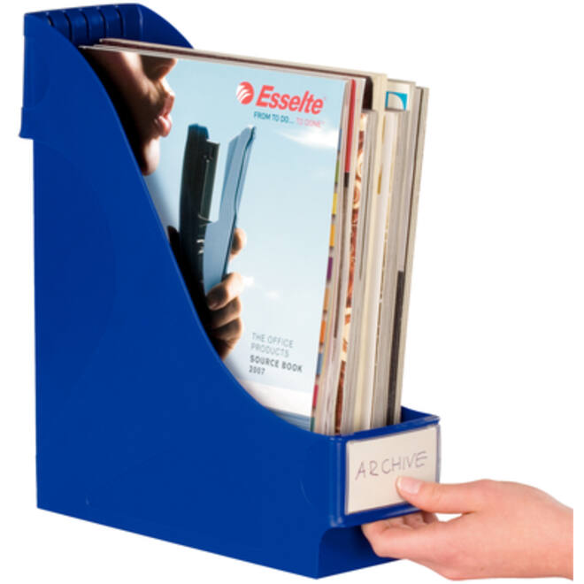 Tijdschriftencassette Leitz extra breed blauw