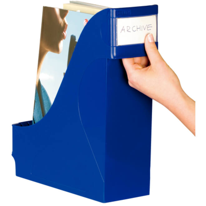 Tijdschriftencassette Leitz extra breed blauw