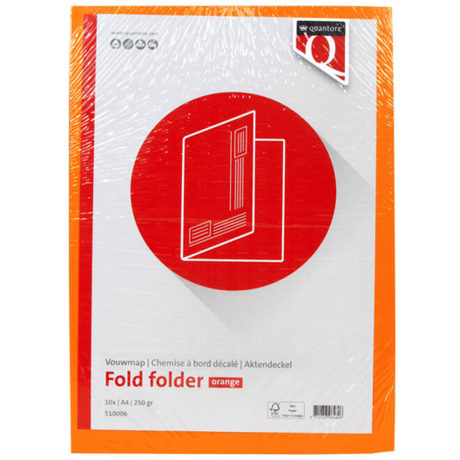 Vouwmap Quantore A4 ongelijke zijde 250gr oranje