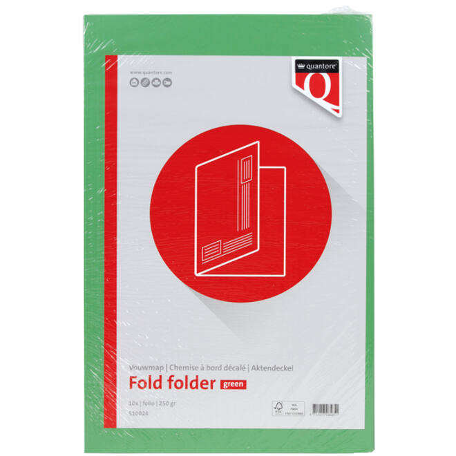 Vouwmap Quantore Folio ongelijke zijde 250gr groen