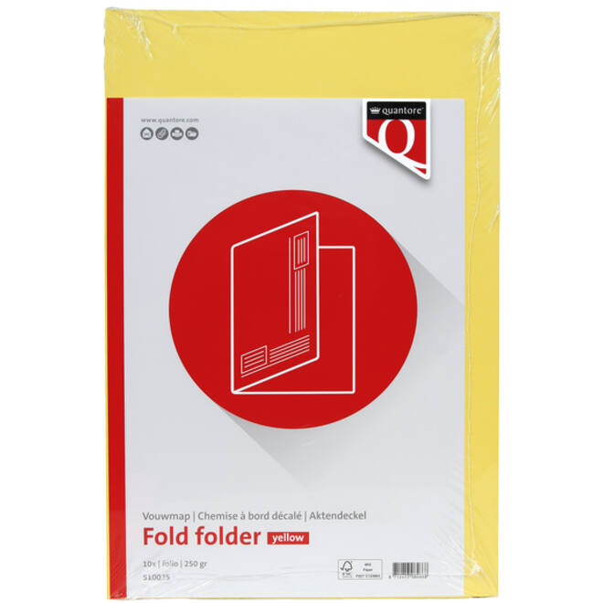 Vouwmap Quantore Folio ongelijke zijde 250gr geel