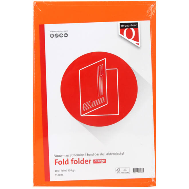 Vouwmap Quantore Folio ongelijke zijde 250gr oranje