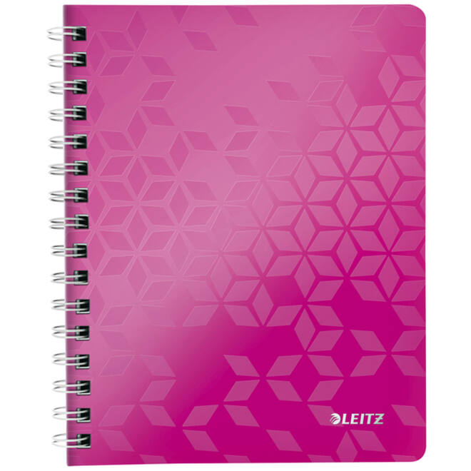 Notitieboek Leitz WOW A5 spiraal PP lijn roze
