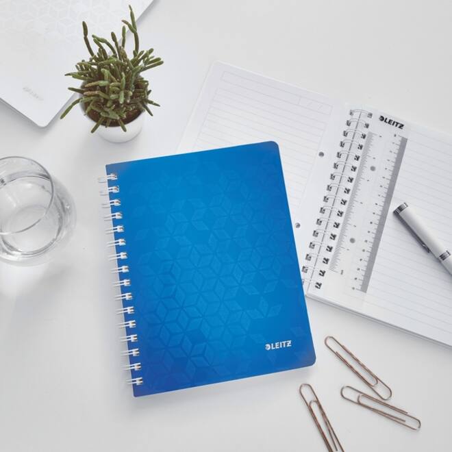 Notitieboek Leitz WOW A5 spiraal PP lijn blauw
