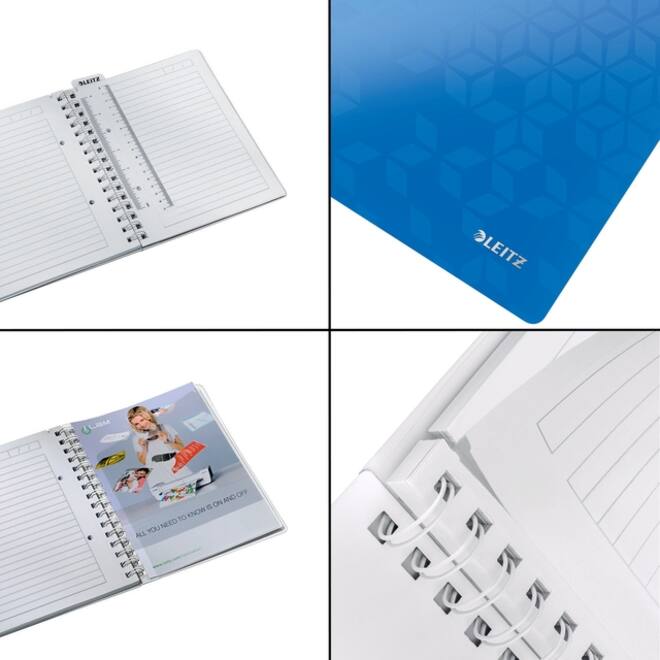 Notitieboek Leitz WOW A5 spiraal PP lijn blauw