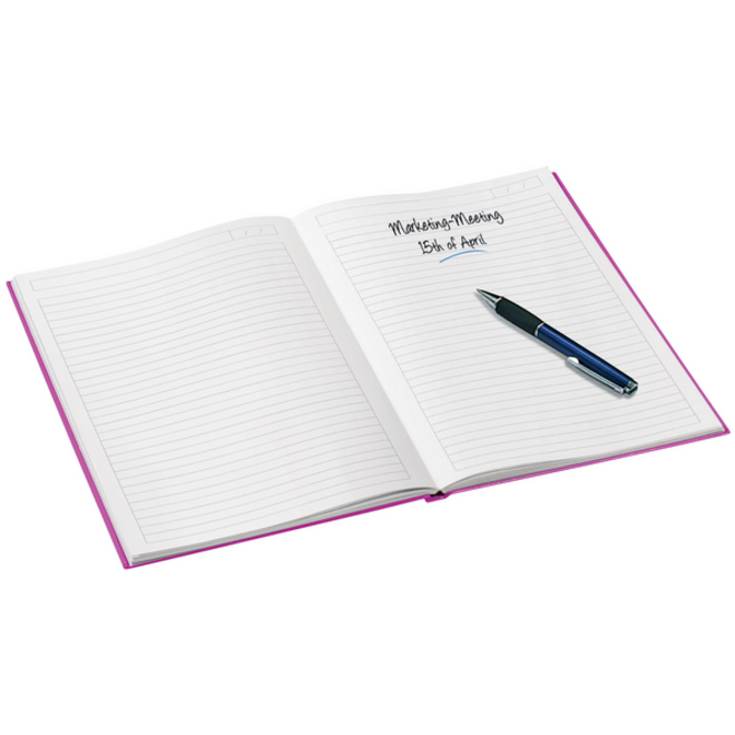 Notitieboek Leitz WOW A4 160blz 90gr lijn roze