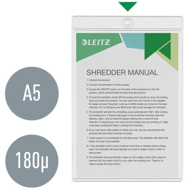 Insteekmap U-model Leitz Premium met ophangoog 0.20mm PVC A5 transparant 50 stuks