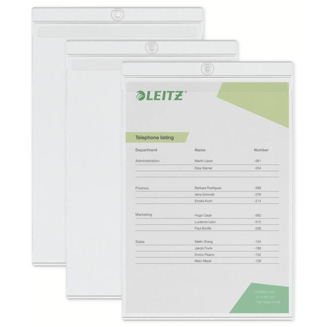 Insteekmap U-model Leitz Premium met ophangoog 0.20mm PVC A4 transparant 50 stuks