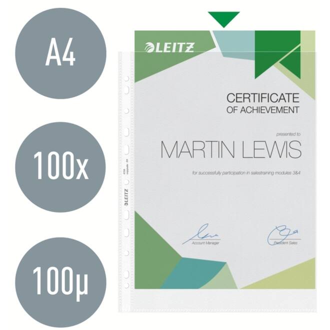 Showtas Leitz Premium 0.10mm PP A4 transparant 100 stuks