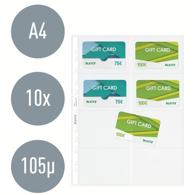 Showtas Leitz Premium voor visitekaartjes copy safe PP A4 glashelder 10 stuks