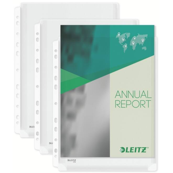 Harmonica showtas Leitz Premium met perforatiestrip 180µ PVC A4 5 stuks glashelder 5 stuks