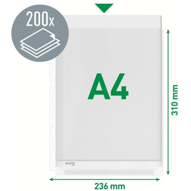 Harmonica showtas Leitz Premium met perforatiestrip 180µ PVC A4 5 stuks glashelder 5 stuks