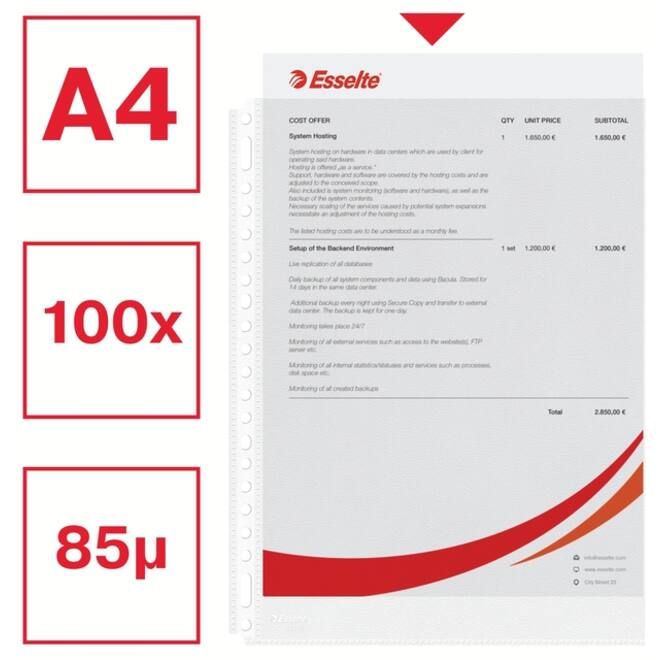Showtas Esselte 0.08mm 21-gaats A4 mat 100 stuks