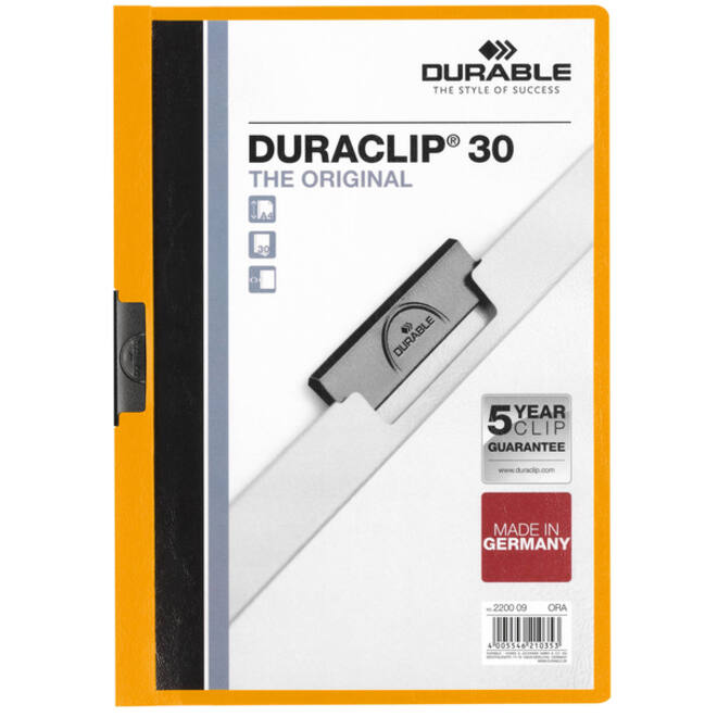 Klemmap Durable Duraclip A4 3mm 30 vellen oranje