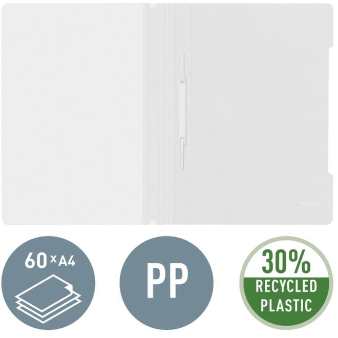 Snelhechter Leitz Standaard A4 gerecycled PP wit
