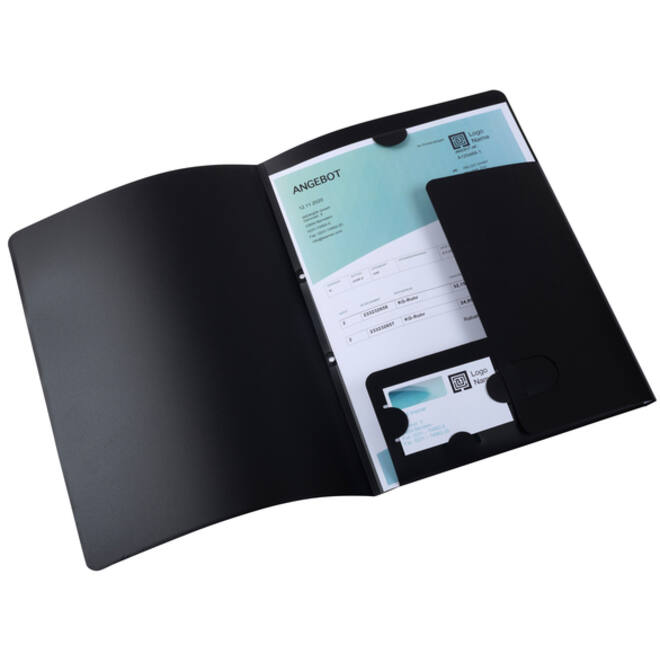 Offertemap Oxford A4 met insteektas 2 kleppen 0.5mm PP zwart