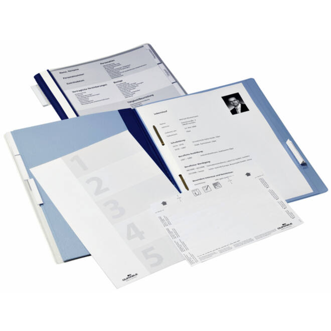 Personeelsmap Durable 5 vakken + hangrail blauw