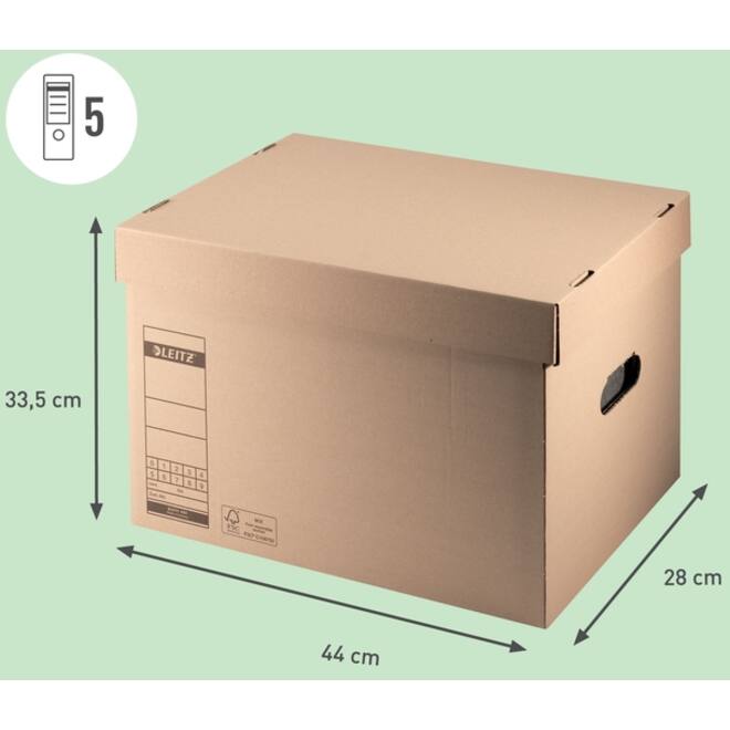 Archief- en transportdoos met deksel Leitz Premium 335x280x440mm natuurbruin