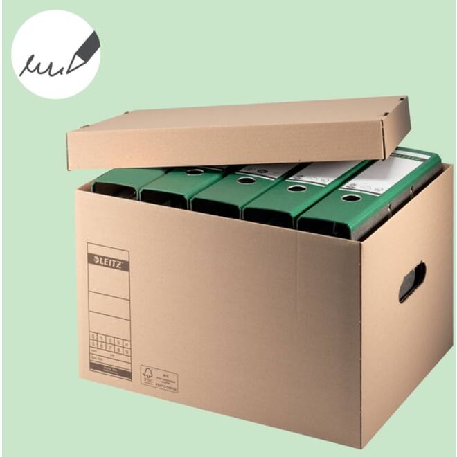 Archief- en transportdoos met deksel Leitz Premium 335x280x440mm natuurbruin