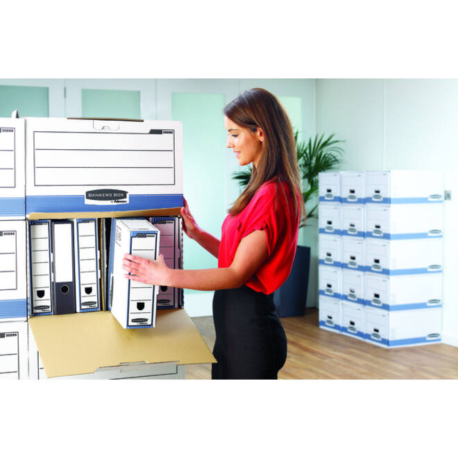 Archiefdoos Bankers Box System A4 150mm wit blauw
