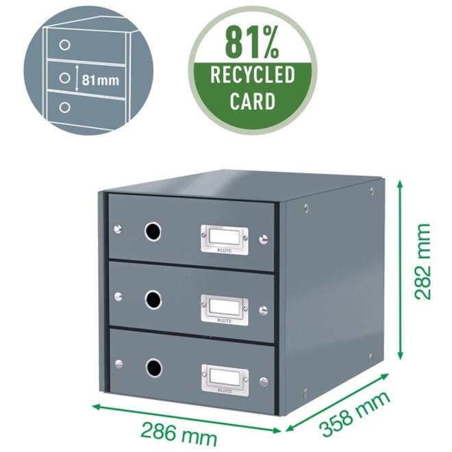 Ladenkast Leitz WOW Click & Store 3 laden wit