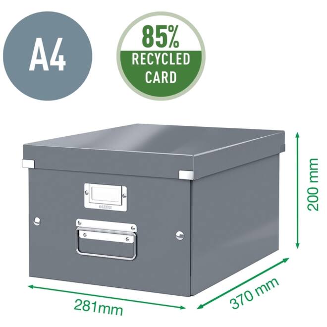 Opbergdoos Leitz WOW Click & Store middel 281x200x370mm zwart