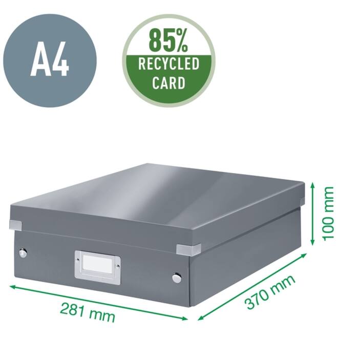 Opbergdoos Leitz Wow Click & Store organiser 280x100x370mm middelgroot zwart