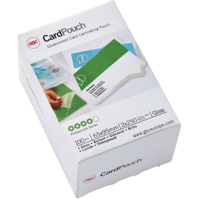 Lamineerhoes GBC overheids card 65x95mm 2x250micron 100stuks