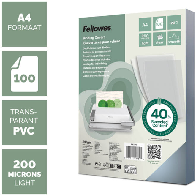 Voorblad Fellowes A4 PVC 200micron 100stuks