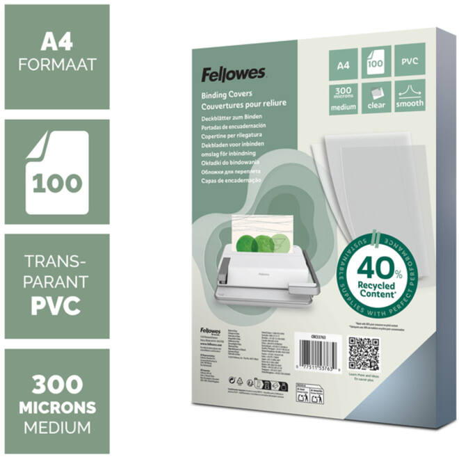 Voorblad Fellowes A4 PVC 300micron 100stuks