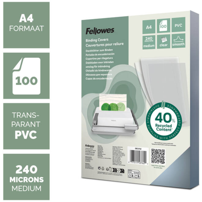Voorblad Fellowes A4 PVC 240micron 100stuks