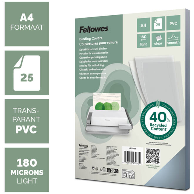 Voorblad Fellowes A4 PVC 180micron 25stuks
