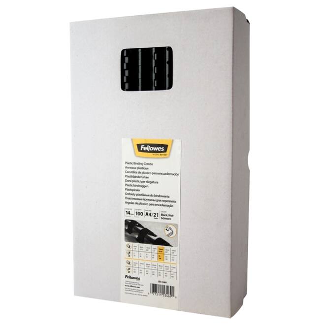 Bindrug Fellowes 14mm 21rings A4 zwart 100stuks