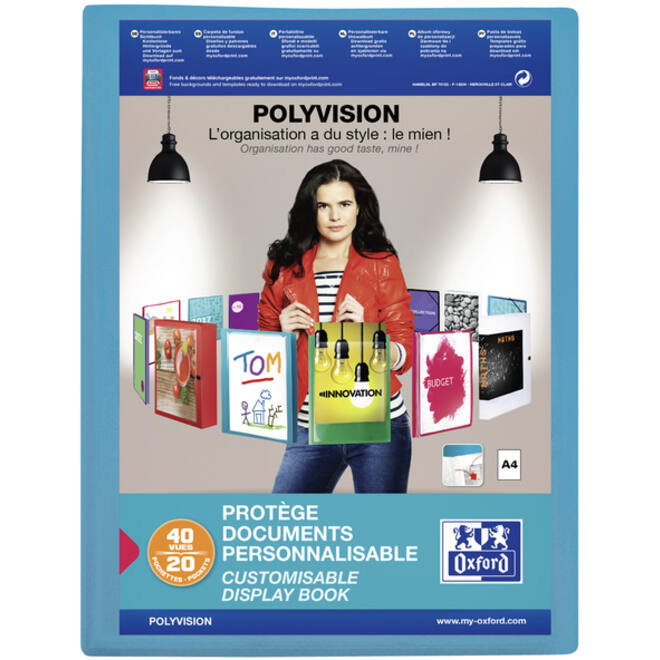 Showalbum Oxford Polyvision A4 20-tassen PP blauw