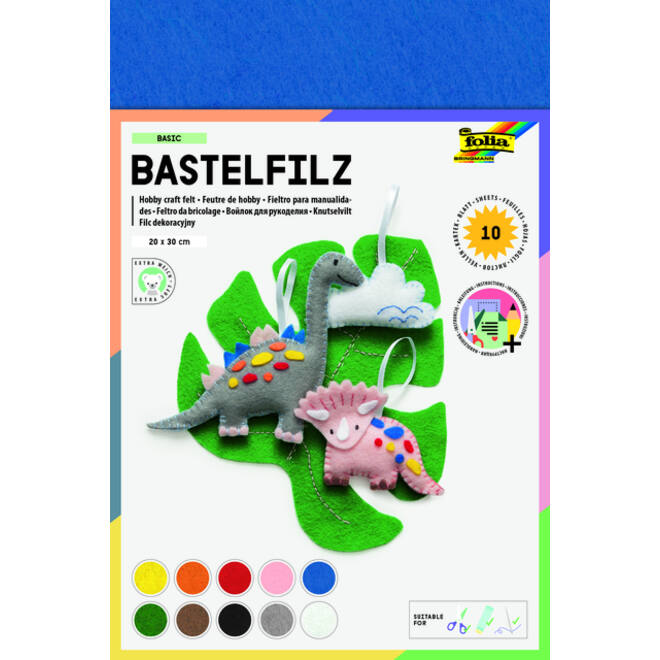 Vilt Folia 20x30cm 150gr 10 vel assorti kleuren