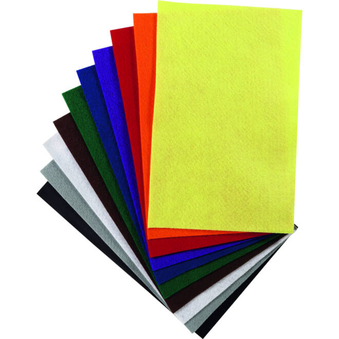 Vilt Folia 20x30cm 150gr 10 vel assorti kleuren
