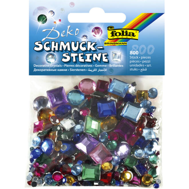 Glitter steentjes Folia 800 stuks diverse kleuren en afmetingen