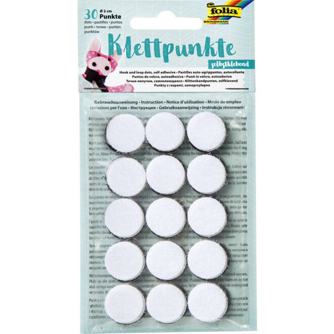 Klittenband Folia rond 2cm 15 stuks zwart 15 stuks wit