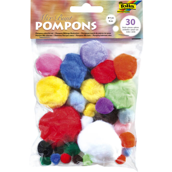 Pompon Folia 30 stuks diverse kleuren en afmetingen
