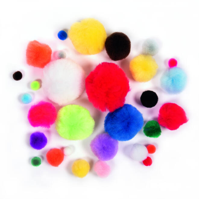 Pompon Folia 30 stuks diverse kleuren en afmetingen
