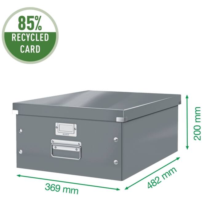 Opbergdoos Leitz WOW Click & Store groot 369x200x482mm zwart