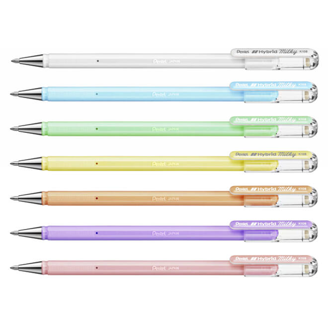 Gelschrijver Pentel K108-P fijn pastel wit