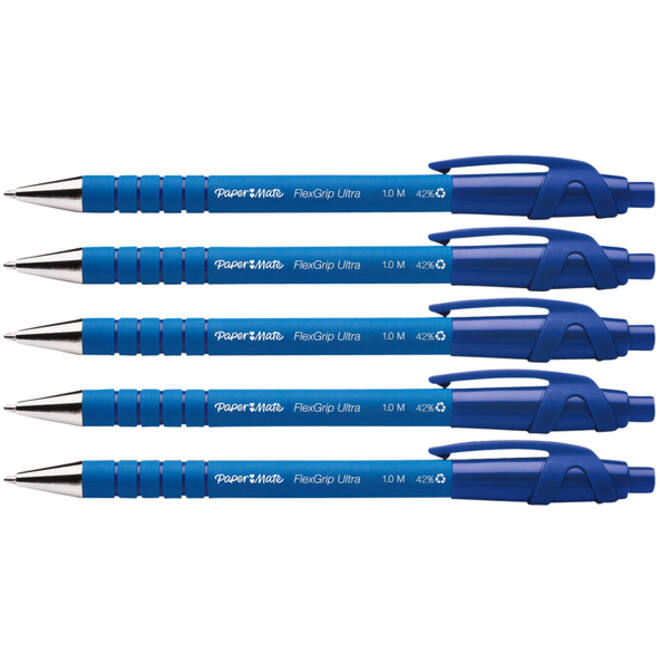 Balpen Paper Mate Flexgrip Ultra medium blauw blister à 5 stuks