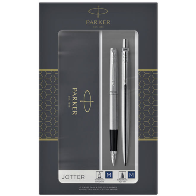 Balpen en vulpen Parker Jotter stainless steel CT medium