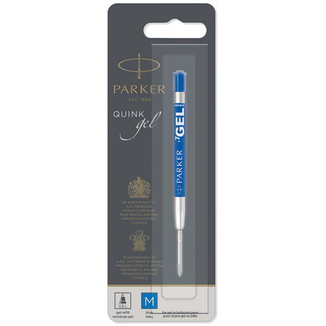 Gelschrijvervulling Parker Quink medium blauw blister à 1 stuk
