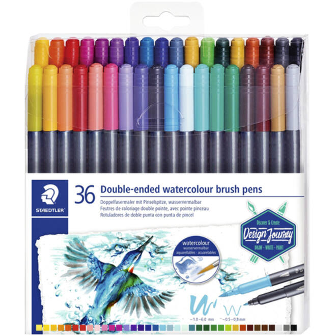 Brushpen Staedtler 3001 Marsgraphic duo 0.5-6mm blister à 36st ass