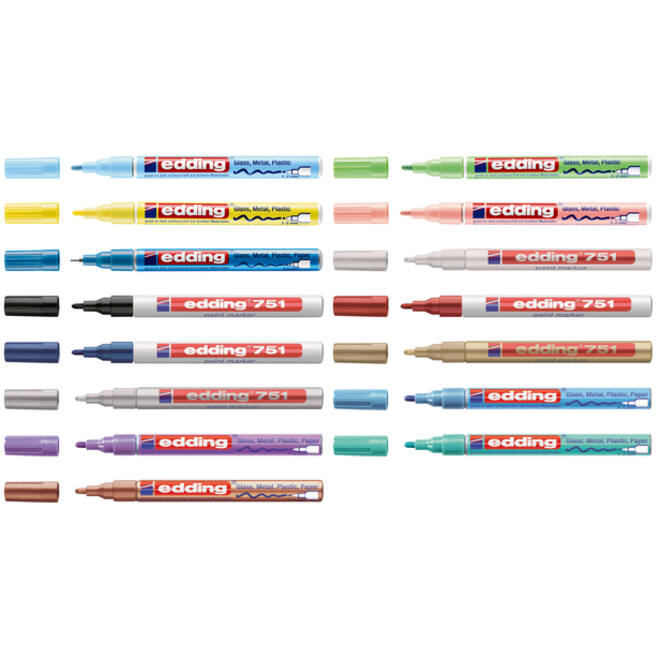 Viltstift edding 751 lakmarker rond 1-2mm metallic blauw